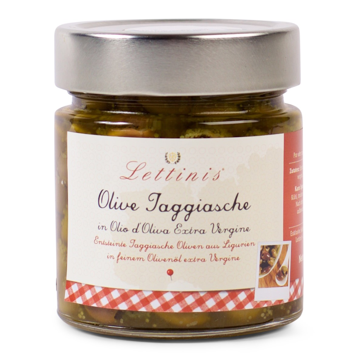  Lettinis Taggiasche Oliven in Olivenöl - Olive taggiasche in olio d´Oliva extra vergine - 230 gr.