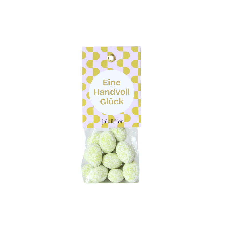 Eine Handvoll Glück - Mandeln in Pistazienschokolade - 80 gr.  