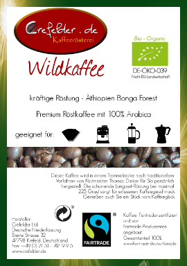 Fairtrade/Bio Kaffee "Äthiopien Wildkaffee"- 250 gr.