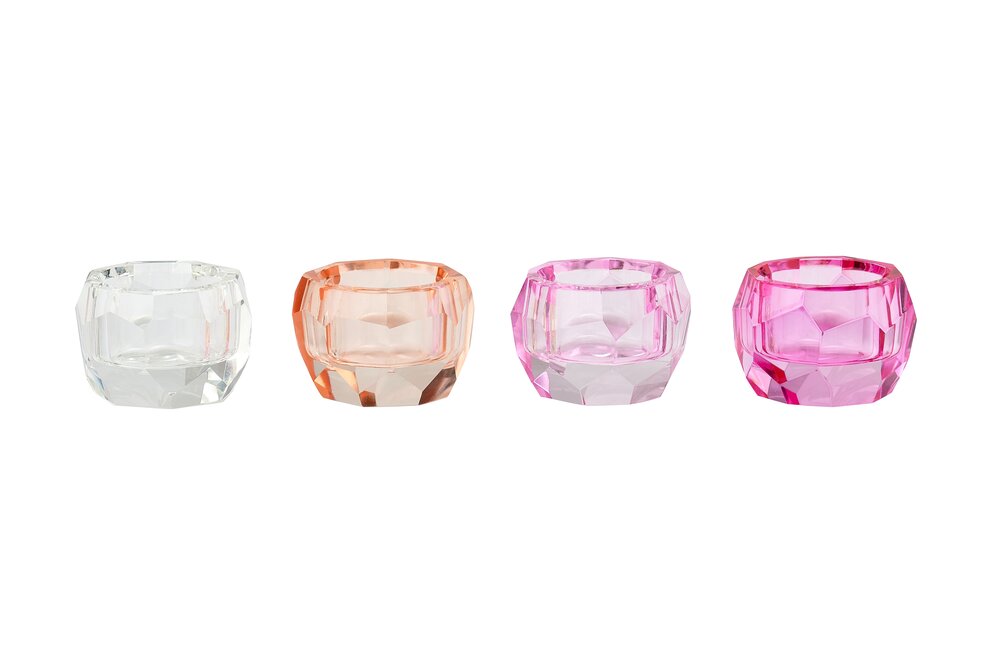 "Palisades" Teelichthalter aus Kristallglas - versch. Rosé Schattierungen 